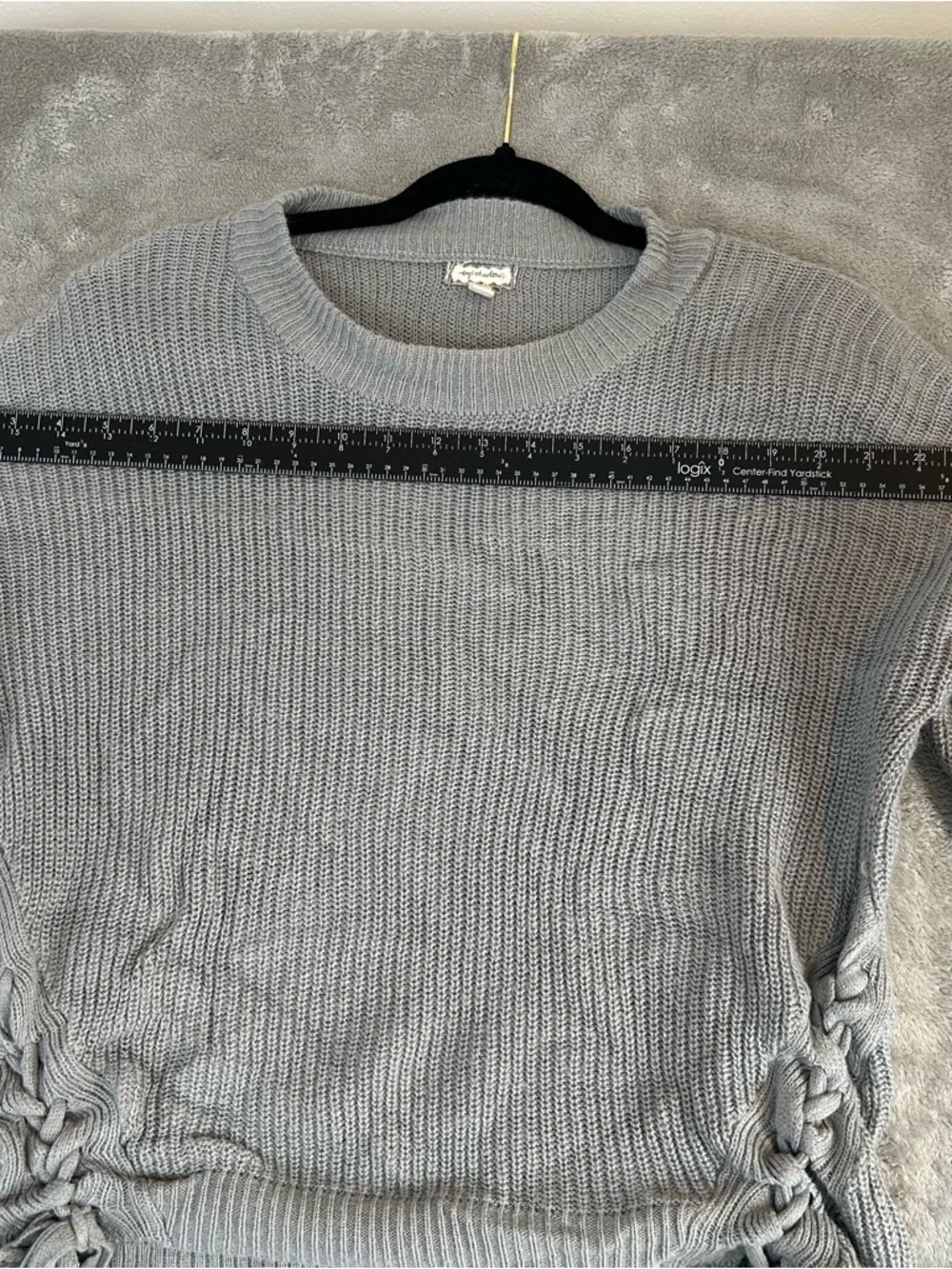 Eyeshadow‎ Trendy Long Sleeve Sweater Soft Knit Pullover Casual Gray Size XL